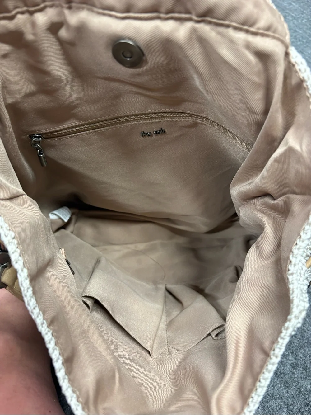 The Sak Cream Hand Crochet Backpack with Removable Strap